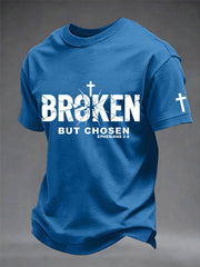 Men's Christian Cross Broken But Chosen Print Tee