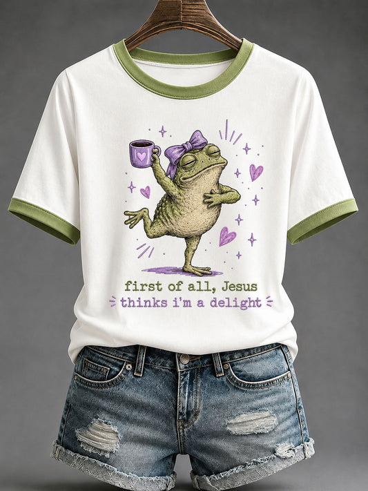 Women's 'Jesus Thinks I'm A Delight' Printed Casual T-Shirt
