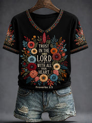 Women's Faith Printed V-neck T-shirt
