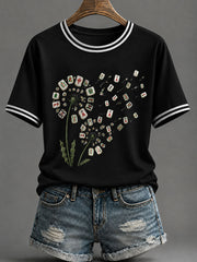 Women's Mahjong Print Casual T-Shirt