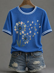 Women's Mahjong Print Casual T-Shirt