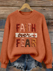 Women's Faith Over Fear Printed Casual Top
