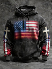 Men's Vintage Faith American Flag Camo Hoodie
