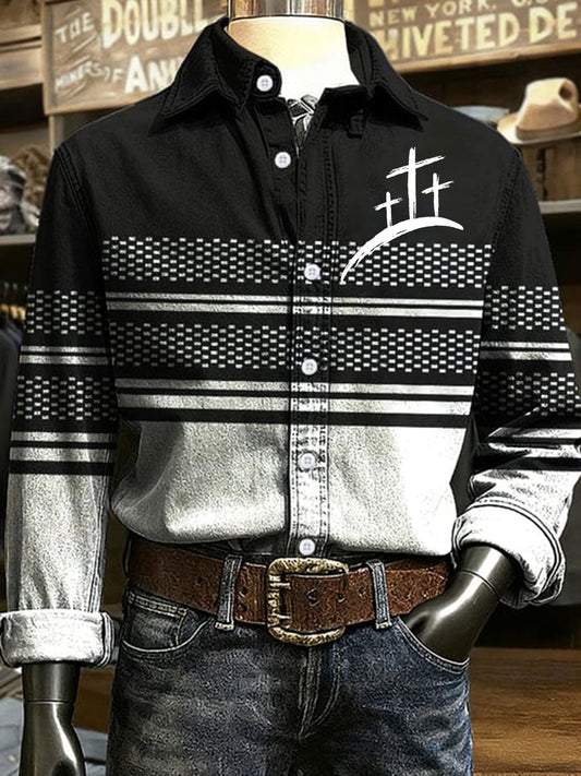 Men's Cross Print Casual Shirt