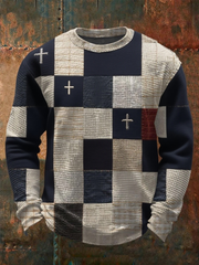 Men's Faith Patchwork Print Waffle Long Sleeve T-Shirt