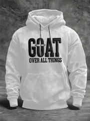 Men's GOAT Print Oversized Drop-Shoulder Hoodie with Pockets