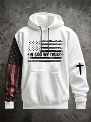 Men's In God We Trust Print Oversized Drop-Shoulder Hoodie with Pockets