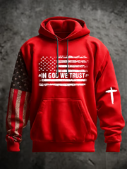 Men's In God We Trust Print Oversized Drop-Shoulder Hoodie with Pockets