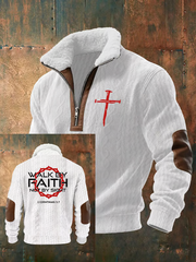 Men'S Casual Faith Jacquard Zipper Fur Collar Long Sleeve Sweatshirt