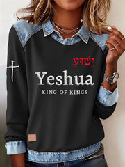 Women's Yeshua King Of Kings Cross Casual Loose Long Sleeve Top