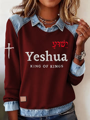 Women's Yeshua King Of Kings Cross Casual Loose Long Sleeve Top