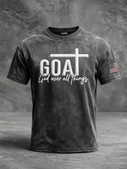 Men's Vintage God Over All Things Cross Short Sleeve T-shirt