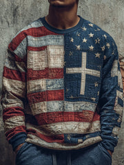 Men's Faith Cross Flag Crew Neck Sweatshirt