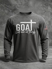 Men's Vintage God Over All Things Cross Long Sleeve T-shirt
