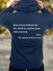 Men's Dear Person Behind Me You Are Enough Printed Hoodie Sweatshirt