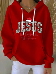 Women's Jesus The Reason For The Season Faith Printed Hoodie