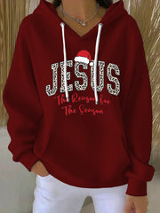 Women's Jesus The Reason For The Season Faith Printed Hoodie