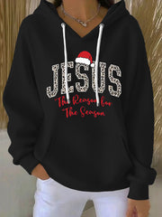 Women's Jesus The Reason For The Season Faith Printed Hoodie