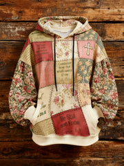 Women's Retro floral Faith Cross Printed Hoodie