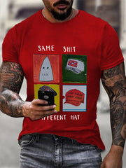 Men's Same Shit Different Hat Printed Casual T-shirt