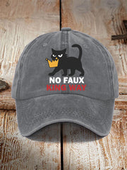 Unisex no faux king way Black Cat Print Hat