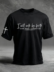 Men's Walking by Faith Tripping Constantly Cross Short Sleeve T-shirt