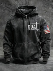 Men's Goat God Over All Things Cross Zip-Up Hoodie