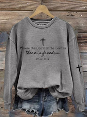 Women's Faith Cross Printed Casual Sweatshirt