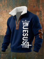 Men's Jesus Printed baggy zip-up hoodie