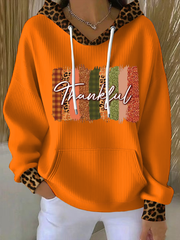Women's Thankful Leopard Print Hoodie