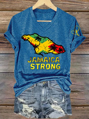 Women's Jamaica Strong Cross Reggae V-Neck Tee