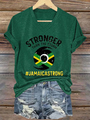 Women's Hurricane Melissa Jamaica Stronger Than The Storm Pray For Jamaica V-Neck Tee