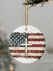 Christian Cross Flag Printed Acrylic Decorative Ornament