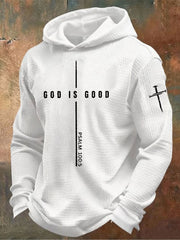 Men's God Is Good Printed Waffle Knit Hoodie