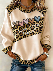 Women's Love Cross Print Casual Top
