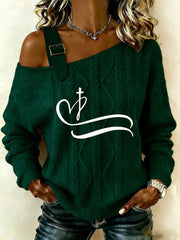 Women's Cross Print Casual Top