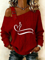 Women's Cross Print Casual Top