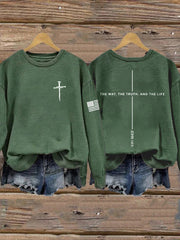 Women's Jesus The Way The Truth The Life John 14:6 Christian Cross Sweatshirt