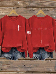 Women's Jesus The Way The Truth The Life John 14:6 Christian Cross Sweatshirt