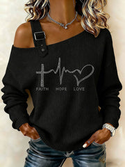 Women's Faith Hope Love Printed Casual Top