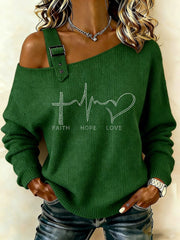 Women's Faith Hope Love Printed Casual Top