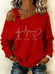 Women's Faith Hope Love Printed Casual Top