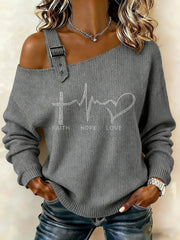 Women's Faith Hope Love Printed Casual Top