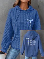 Women's Jesus The Way The Truth The Life Casual Waffle Hoodie