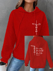 Women's Jesus The Way The Truth The Life Casual Waffle Hoodie