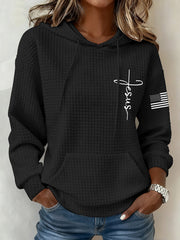 Women's Jesus The Way The Truth The Life Casual Waffle Hoodie