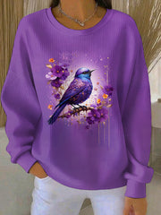 Women's Purple Art Print Casual Sweatshirt