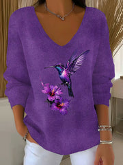 Women's Purple Art Printed Casual Top