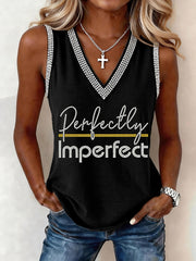 Women's Perfectly Imperfect Rhinestone Pattern V-Neck Tank Top