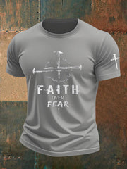 Men's Faith Over Fear Printed Casual T-Shirt